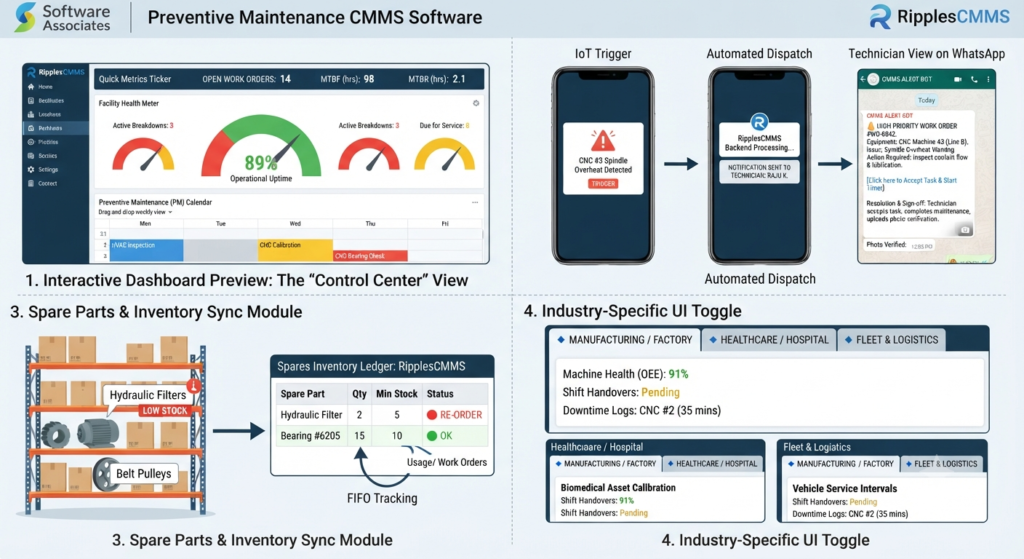RipplesCMMS preventive maintenance software dashboard